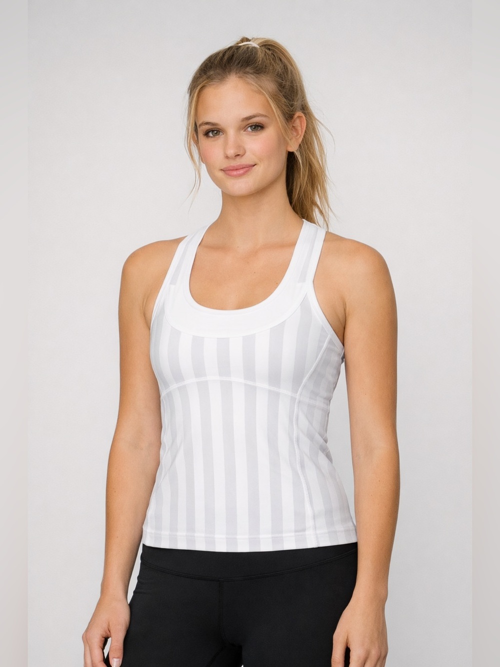 Lululemon white striped tank top size 4